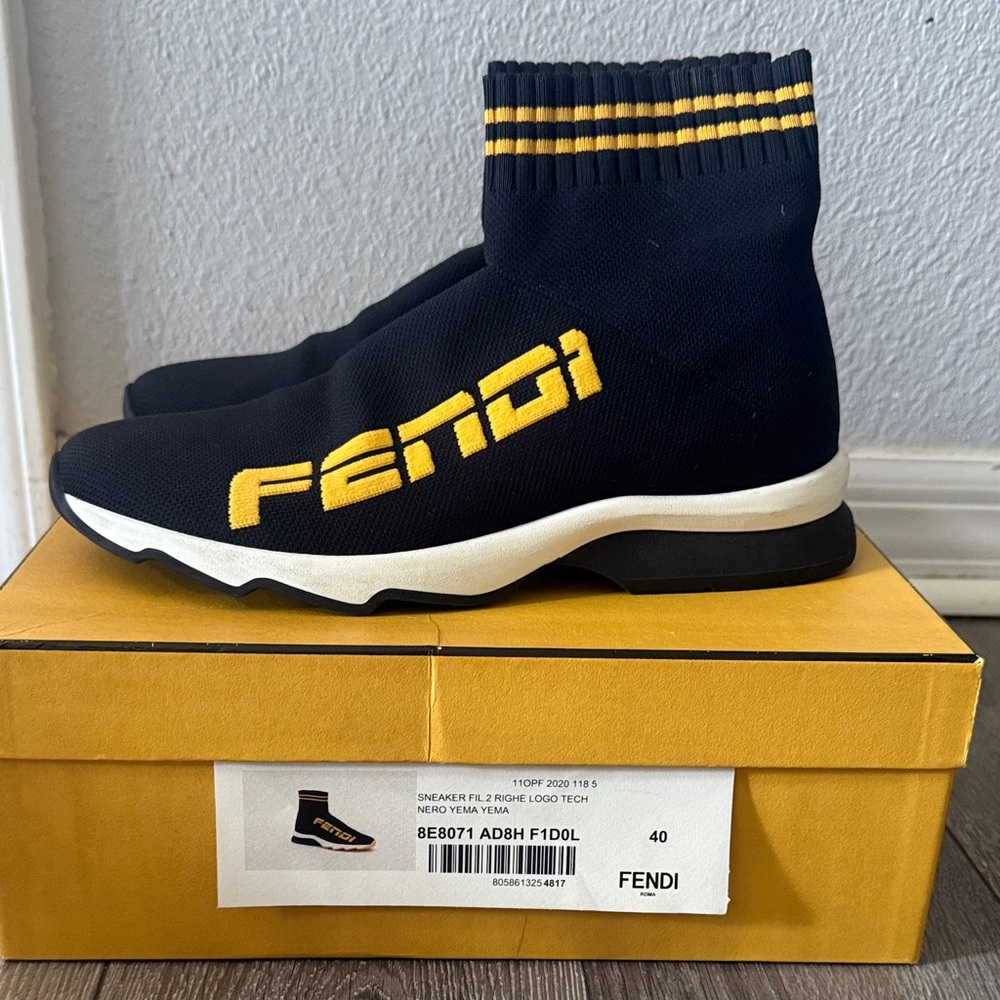Fendi Black and Gold Logo Sneakers